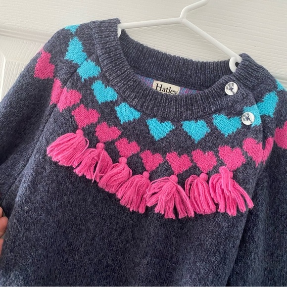 Hatley Pink and Gray Crew Neck Sweater with Chevron Design - Picture 2 of 6